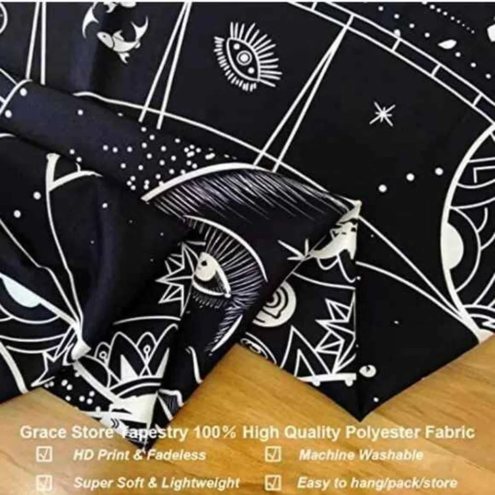 Sun Moon Tapestry Black and White Wall Tapestry